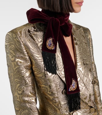 Embellished paisley cotton velvet scarf | Etro