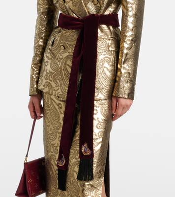 Embellished paisley cotton velvet scarf | Etro