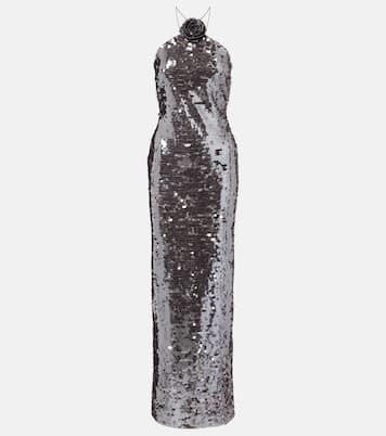 Floral-appliqué sequined gown  | Magda Butrym