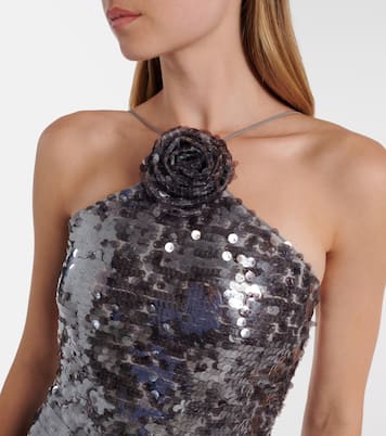 Floral-appliqué sequined gown  | Magda Butrym