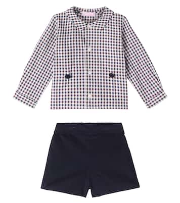 Baby Arlo checked cotton shirt and shorts set | La Coqueta