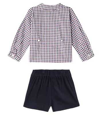Baby Arlo checked cotton shirt and shorts set | La Coqueta