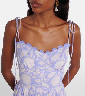 Asymmetric floral cotton midi dress | Juliet Dunn