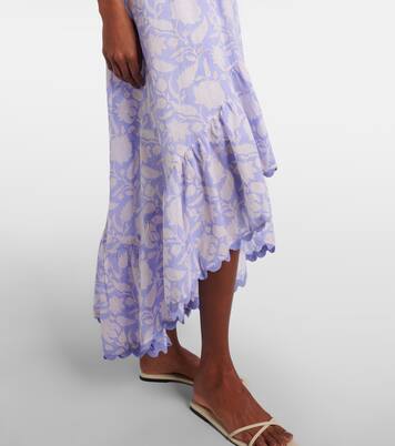 Asymmetric floral cotton midi dress | Juliet Dunn