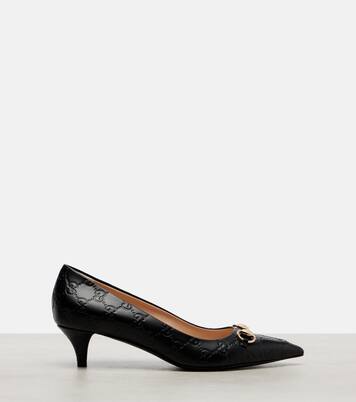 Erin 45 debossed leather pumps | Gucci