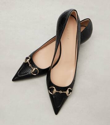 Erin 45 debossed leather pumps | Gucci