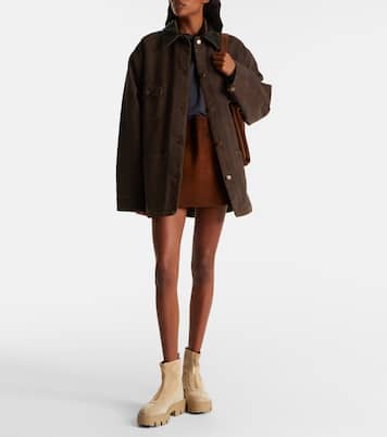 Suede platform ankle boots | Prada