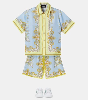 قميص من تويل الحرير Barocco | Versace Kids
