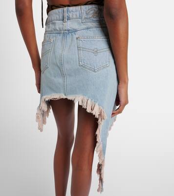 Asymmetric distressed denim miniskirt | Blumarine