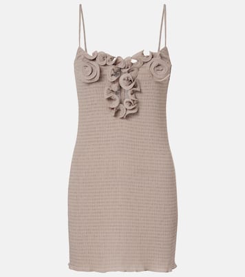 Floral-appliqué shirred minidress | Magda Butrym