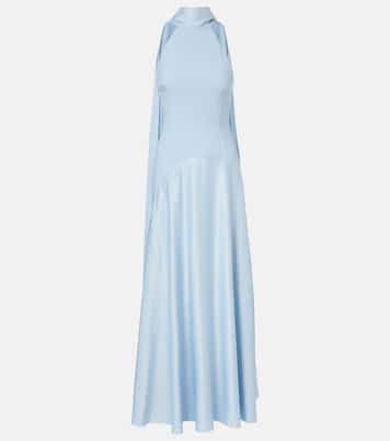 Cece halterneck crêpe and satin gown | Solace London