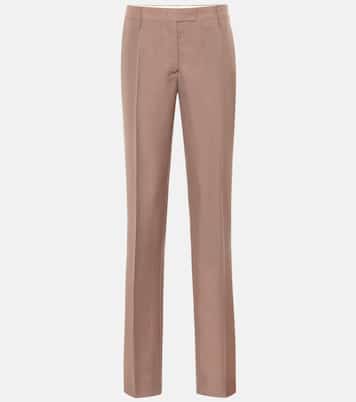 Mid-rise straight mohair-blend pants | Prada