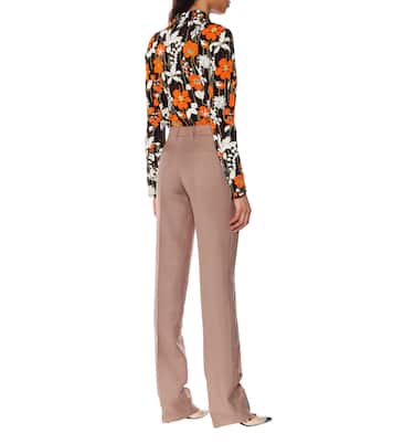 Mid-rise straight mohair-blend pants | Prada