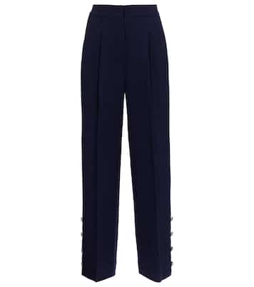 Pantalon ample en crêpe de laine mélangée | Alessandra Rich