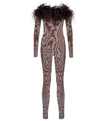 Jumpsuit in mesh con piume | Oséree