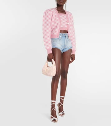 Top en mohair et laine mélangés à carreaux et ornements | Alessandra Rich