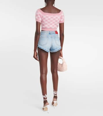 Top en mohair et laine mélangés à carreaux et ornements | Alessandra Rich