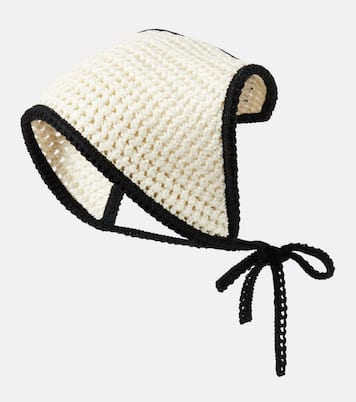 Bandana in crochet di cotone con logo | Miu Miu