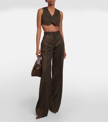 Tattoo flared wool-blend wide-leg pants | Jean Paul Gaultier