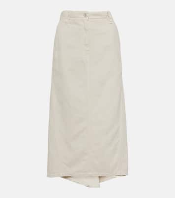 Falda midi de algodón y lino | Brunello Cucinelli