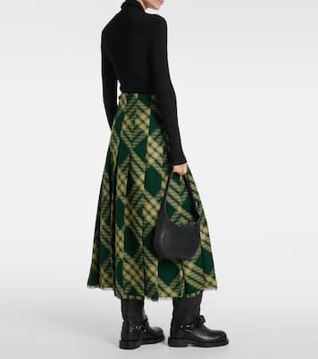 Falda midi de lana a cuadros de tiro alto | Burberry