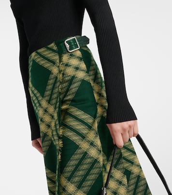 Falda midi de lana a cuadros de tiro alto | Burberry