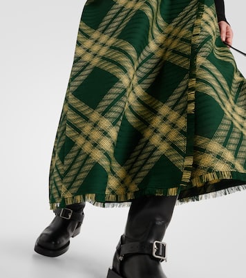 Falda midi de lana a cuadros de tiro alto | Burberry
