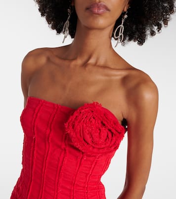 Miniabito in jersey di cotone con applicazione floreale | Blumarine