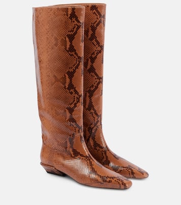 Bettina snake-effect leather knee-high boots | Paris Texas