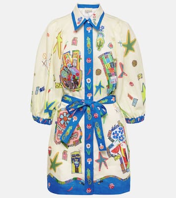 Printed belted linen shirt dress | Alémais