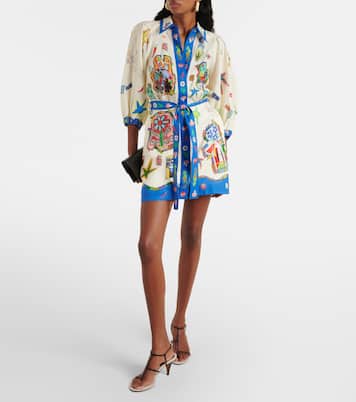 Printed belted linen shirt dress | Alémais
