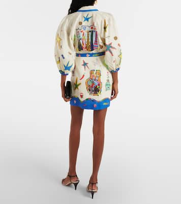 Printed belted linen shirt dress | Alémais