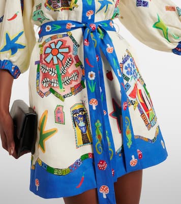 Printed belted linen shirt dress | Alémais