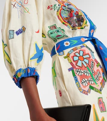 Printed belted linen shirt dress | Alémais