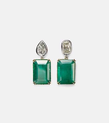 Boucles d'oreilles Tribute en or jaune et blanc 18 ct, émeraudes et diamants | Octavia Elizabeth