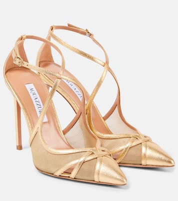 Pumps Shear 105 in pelle metallizzata e mesh | Aquazzura