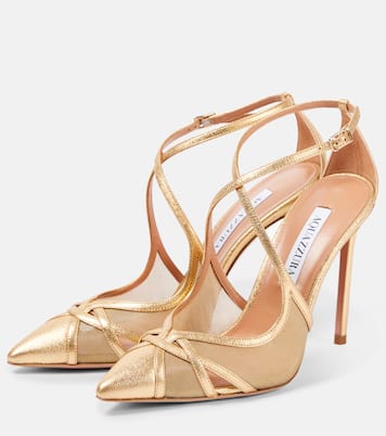 Pumps Shear 105 in pelle metallizzata e mesh | Aquazzura