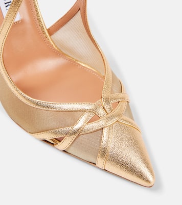 Pumps Shear 105 in pelle metallizzata e mesh | Aquazzura
