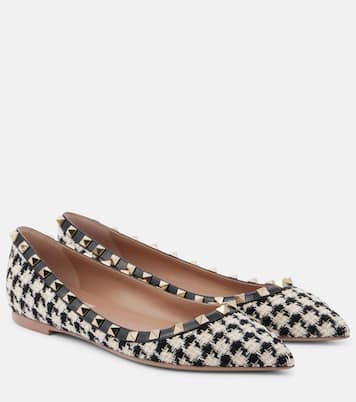 Rockstud tweed ballet flats | Valentino Garavani