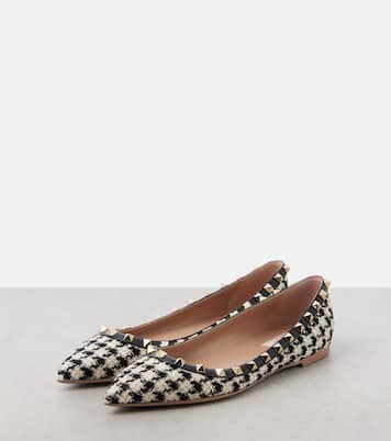 Rockstud tweed ballet flats | Valentino Garavani