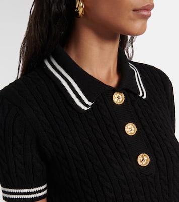 Polo in maglia di cotone a trecce | Alessandra Rich