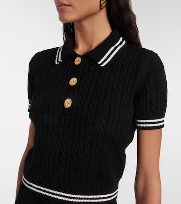 Polo in maglia di cotone a trecce | Alessandra Rich