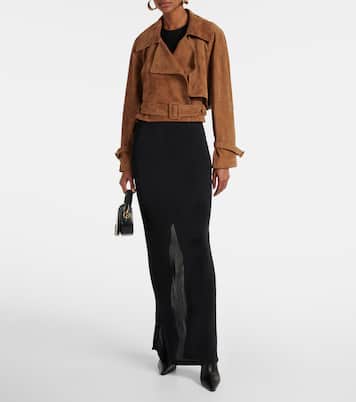 Giacca cropped Hatti in suede | Nour Hammour