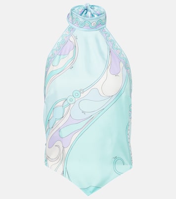 Top Orchidee en sarga de seda con cuello halter | Pucci