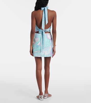 Top Orchidee en sarga de seda con cuello halter | Pucci
