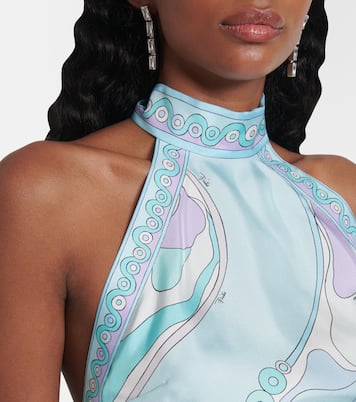 Top Orchidee en sarga de seda con cuello halter | Pucci