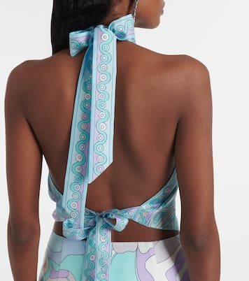 Top Orchidee en sarga de seda con cuello halter | Pucci