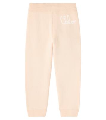 Logo cotton and wool sweatpants | Chloé Kids