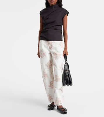 Ruched cotton-blend top | Ganni