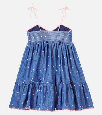 Embroidered polka-dot denim dress | Zimmermann Kids